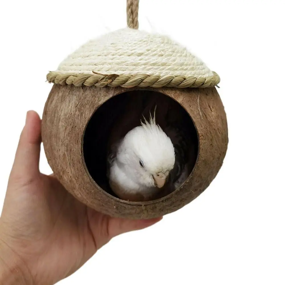 

Budgies Finch Warm Cage Hut Sleeping Bag Coconut Woven Straw Hammock Bird Bed Parrot Toy Tent House