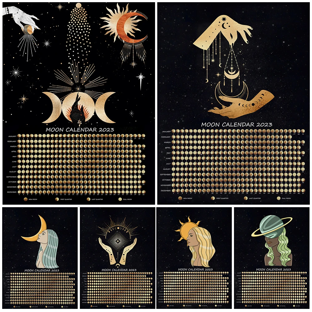 Moon Lunar Wall Calendar 2023 | Lunar Calendar 2023 Canvas | Vintage Calendar  2023 - Painting & Calligraphy - Aliexpress
