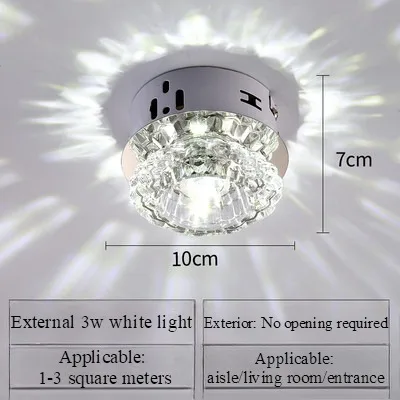 Crystal LED Ceiling Lamp for Aisles and Living Spaces