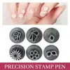 6pcs New Nail Art Stamp Pen Set Nail Art Pen Set Stamping Plate Nail Diy Nail Doodle With Petal Embellished Seal Pen 3