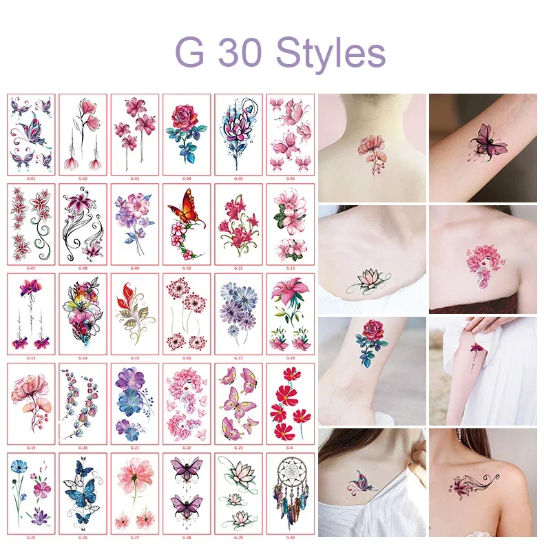 30pcs/set Tatuajes Temporales Sexy Fake Tattoo for Woman Hands Arm Body Waterproof Temporary Tattoos Tatouage Temporaire Femme 3
