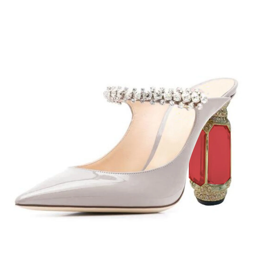 

Модная женская обувь на высоком каблуке DIZHUANG. Высота каблука около 10,5 см. Искусственная кожа. Туфли-лодочки с острым носком и открытым каблуком.
