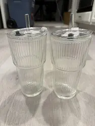 Elegant Glass Tumbler Set with Straws - Versatile Drinkware - 501 - 600ml (Clear)