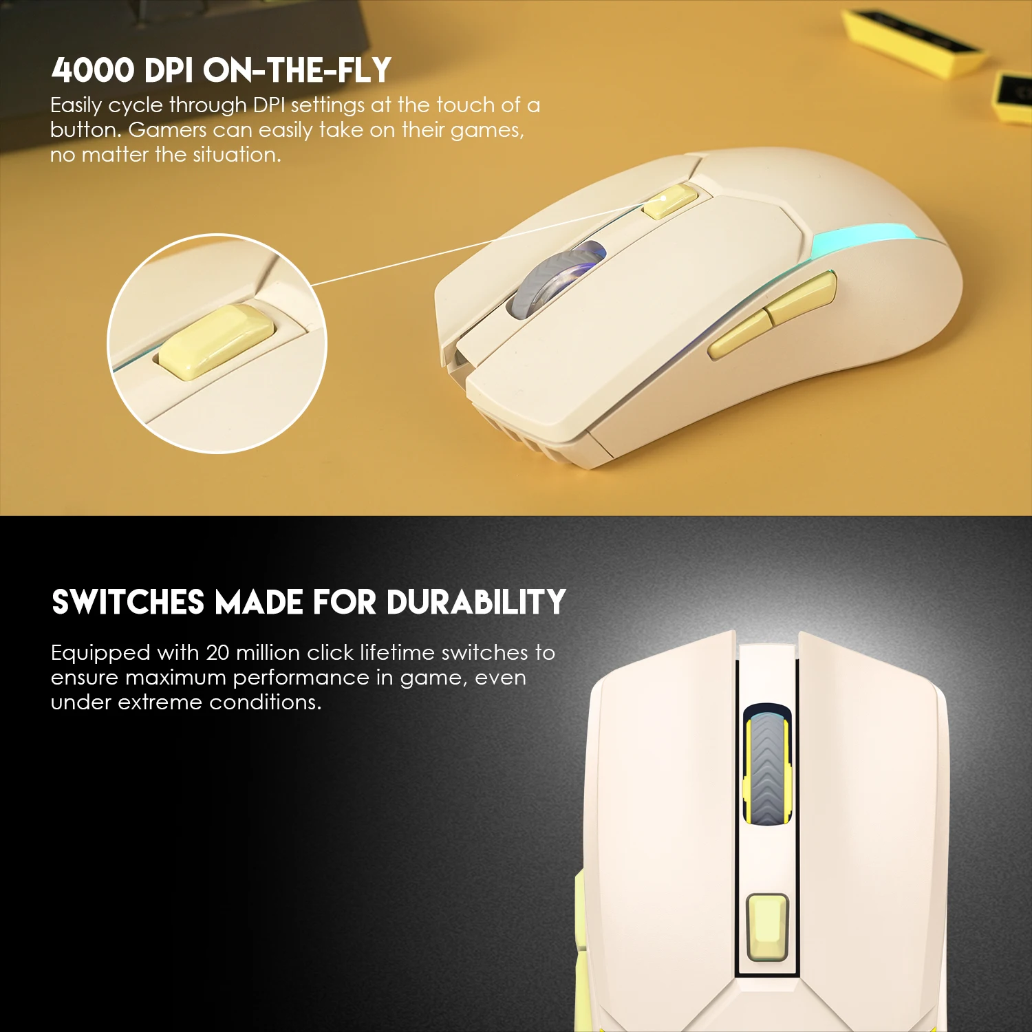Wireless Mouse FANTECH VENOM II WGC2 Huano 20 million Switch 2.4Ghz 4000DPI Pixart 3220 for PC Laptop