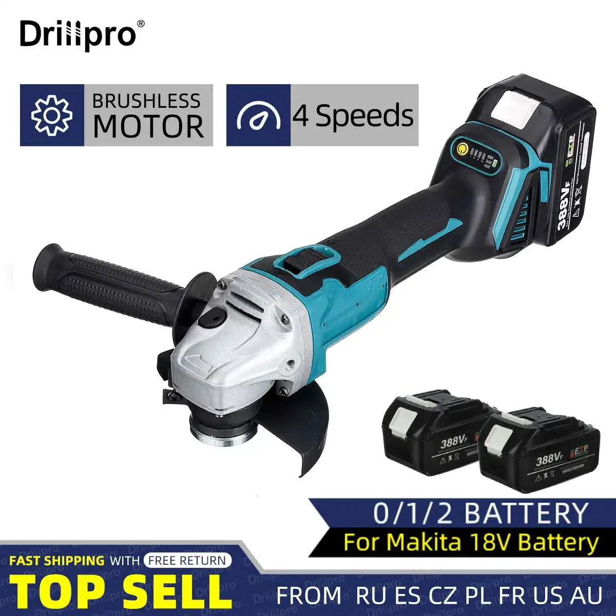 125mm Brushless Angle Grinder 4 Speeds M14 with Lithium Battery Electric Grinder Polisher Cutting Tools for Makita 18V Battery 4 inches mini pruning electric chainsaws removable rechargeable jig saw brushless motor power tools with lithium battery