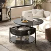 Round Lift Top Coffee Tables , Coffee Table for Living Room Reception Room, 2 Tier Small Round Coffee Table Circle Dining Tables 1