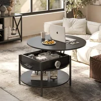 Round Lift Top Coffee Tables , Coffee Table for Living Room Reception Room, 2 Tier Small Round Coffee Table Circle Dining Tables 1