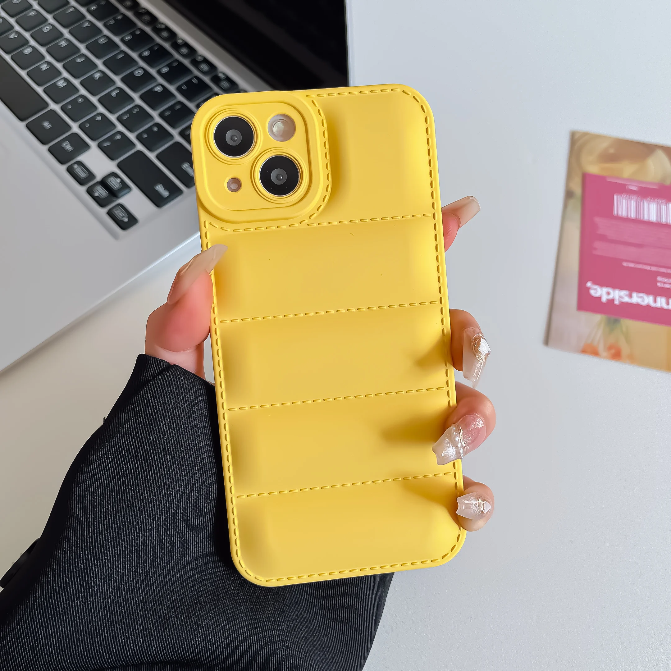 Luxury Down Jacket Puffer Phone Case with Air Cushion Shockproof Cover