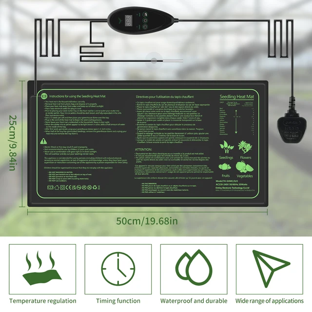 Palánta Hő Szőnyeg Vízálló Növényi Fűtőpad 6 Hőmérséklet -Beállítással És Időzítés Funkció Tartós Növény Fűtött Szaporító - Image 3
