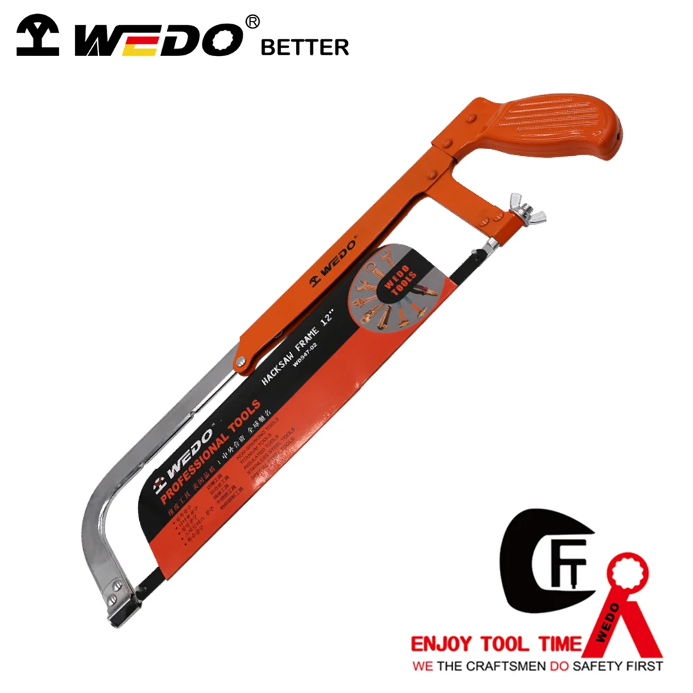 WEDO Heavy Duty Steel Hacksaw Frame for Strength and Durability Lightweight Mini Adjustable Hand Tools With High Tension Bi-metal Blade 150-300mm