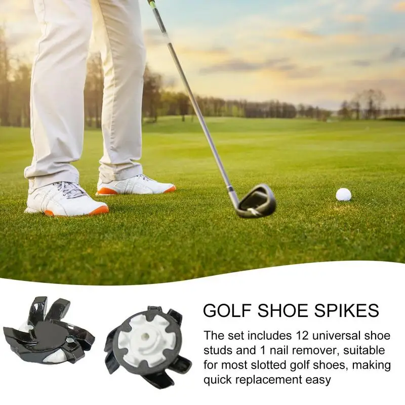 Golf Spikes Footwears 12 Pieces Golf Shoe Spikes Golf Cleat Quick Twist Golf Spikes Golf Cleats Portable Wrench Screw For Golf 3