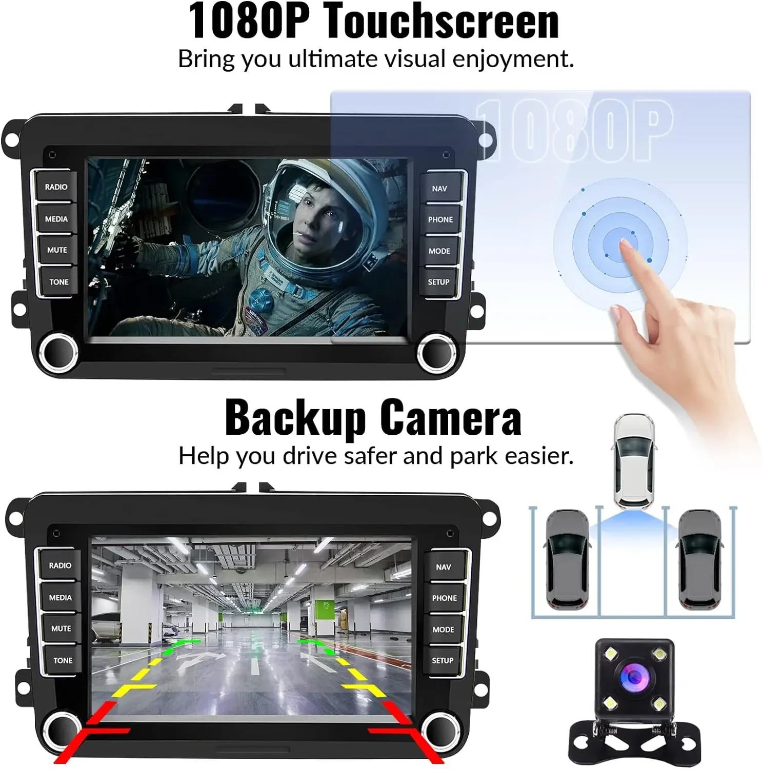 7 Touchscreen Car Radio with CarPlay Android Auto FM Backup Camera