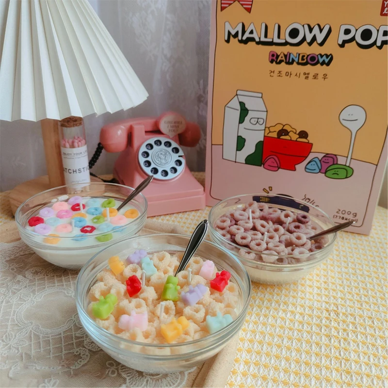 5 Tipi Di Cereali Con Ciotola Cheerios Candela Profumata Ornamento Alimentare Simulato Cera Di Soia Regalo Creativo Fatto A Mano Decorazione Per Feste