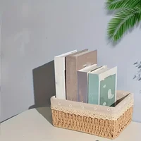 1pc Handmade Rattan Storage Basket, Desktop Rattan Storage Basket with Removable Lace Lining, Suitable for Cosmetic Storage 4