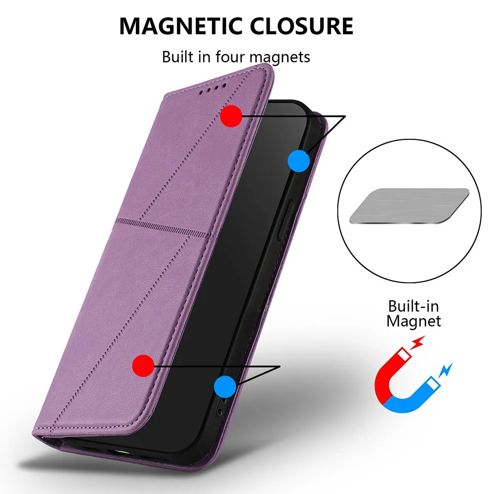 Elegant Magnetic Card Slots Leather Phone Case - Premium Back Cover Design