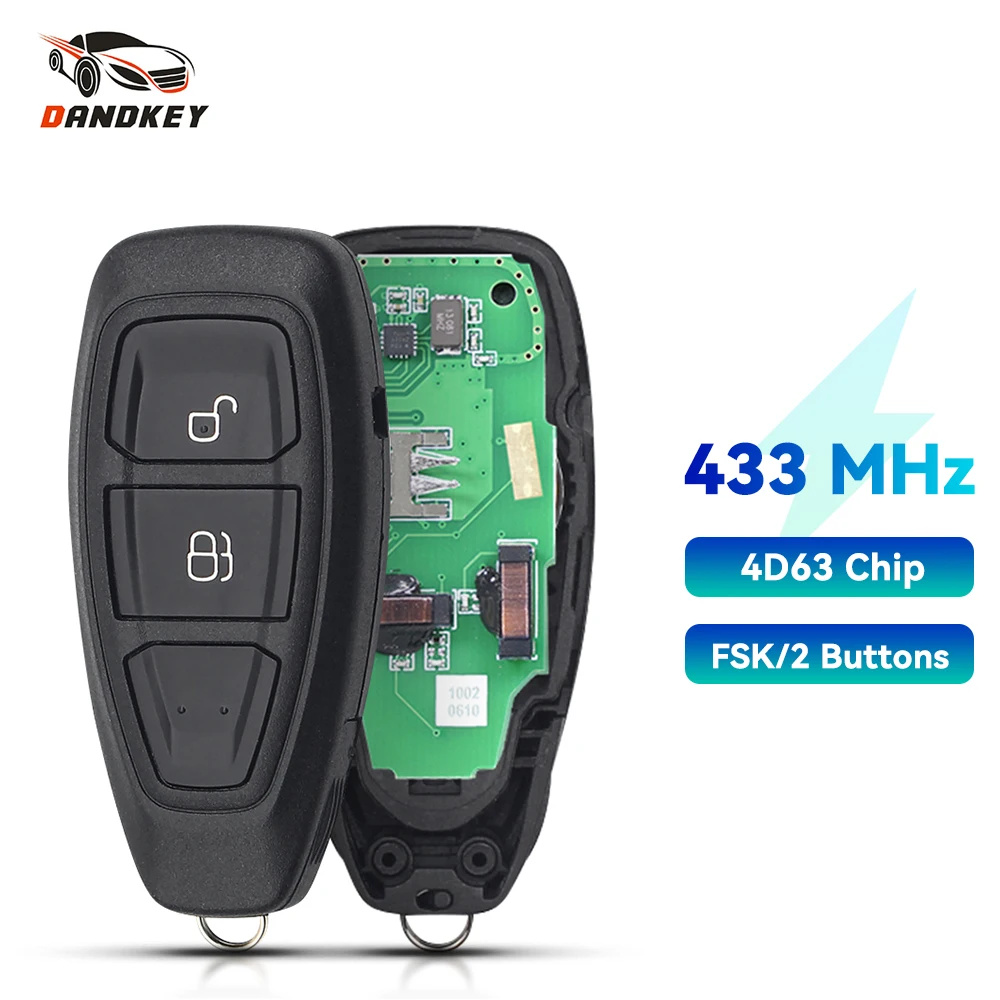 Dandkey Smart Car Remote Car Key For Ford Ecosport 2013 2014 2015 2016 2 Buttons Auto Control Key Dst+80 Bit Chip 433Mhz Fsk