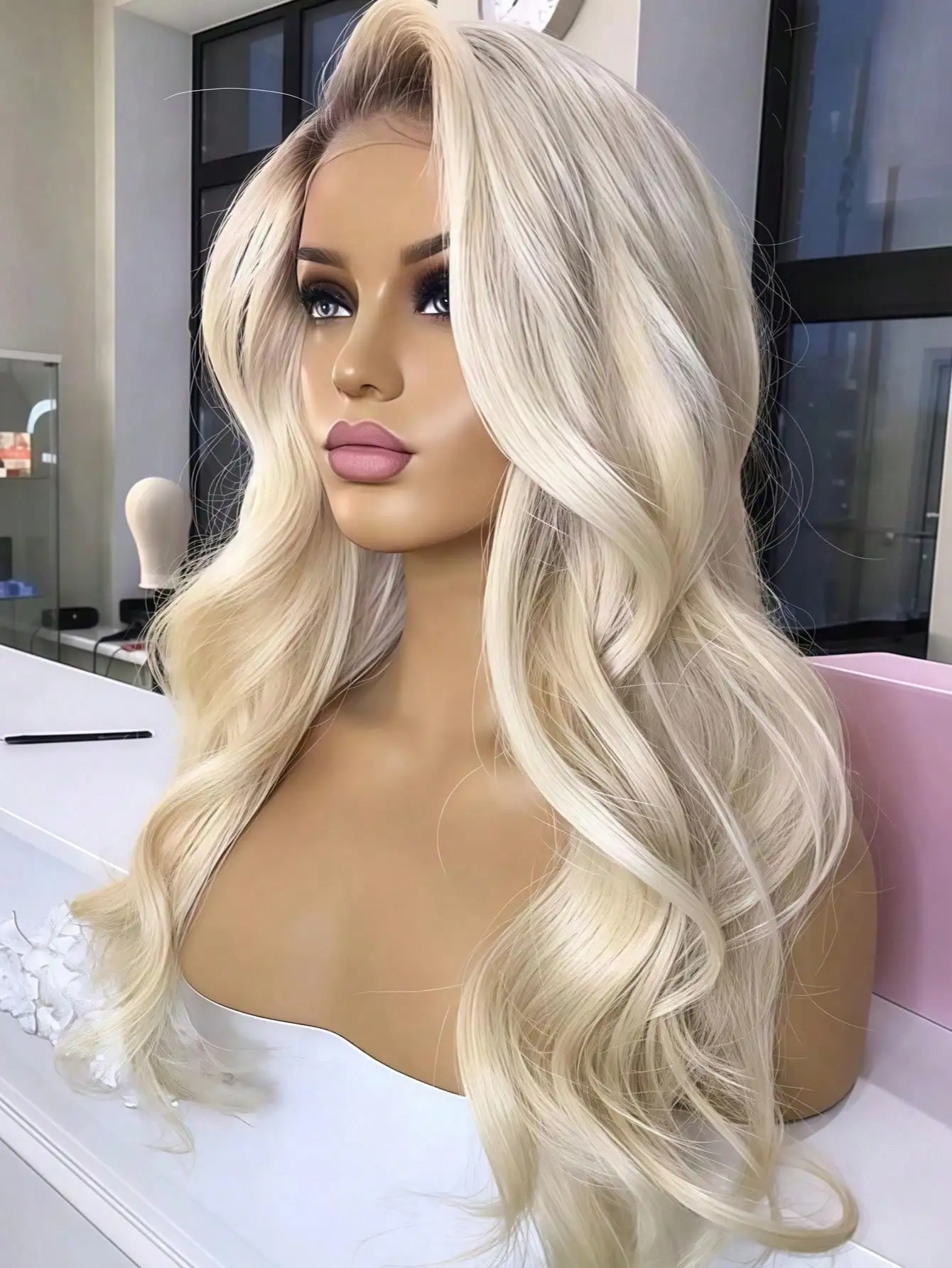 180 Density Ombre Blonde Wave Lace Front Wigs Human Hair 13x4 HD Transparent Lace Front Wigs for Women Pre Plucked Glueless wigs 2