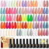ROSALIND 48PCS Gel Nail Polish Set, 45 Colors Macaron Glitter Series Gel Polish Starter Set with Matte & Glossy Gel Top Base Coa 1