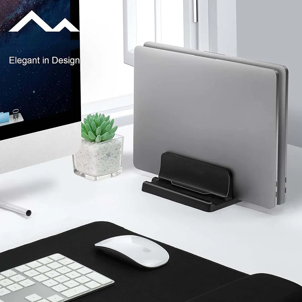 Suporte Vertical Ajustável do Suporte do Portátil do Duplo-entalhe Ajustável Desktop Notebook Dock Space-saving para o Livro do Cromo de Macbook hp Dell - Imagem 5