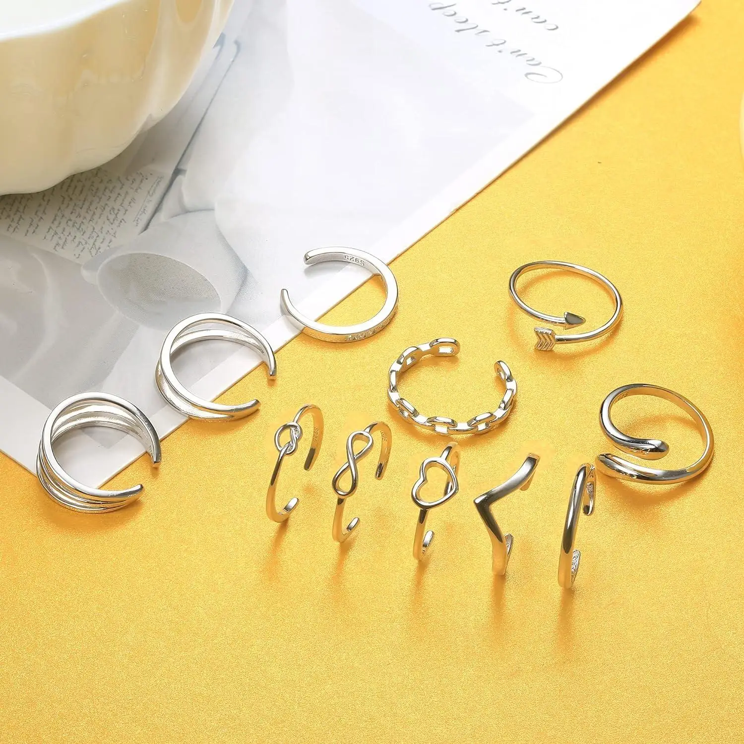 Fansilver 925 Sterling Silver Toe Ring for Women Stylish Vintage Adjustable Toe Band Rings For Summer Beach 3