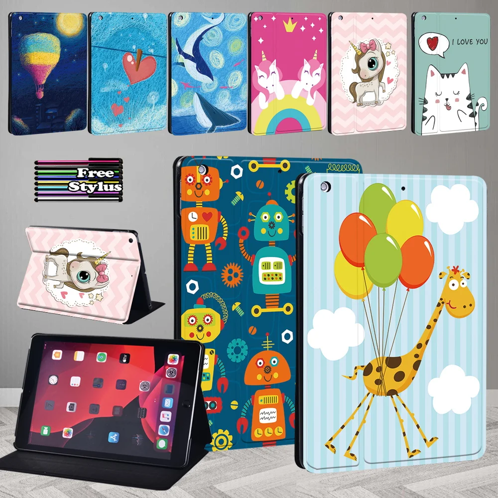 

For IPad 9th Case 2021 IPad 10.2 7th 8th Generation Case Funda Leather Cartoon Print IPad Mini 1 2 3/Mini 4 5/ipad 5th 6th Cover