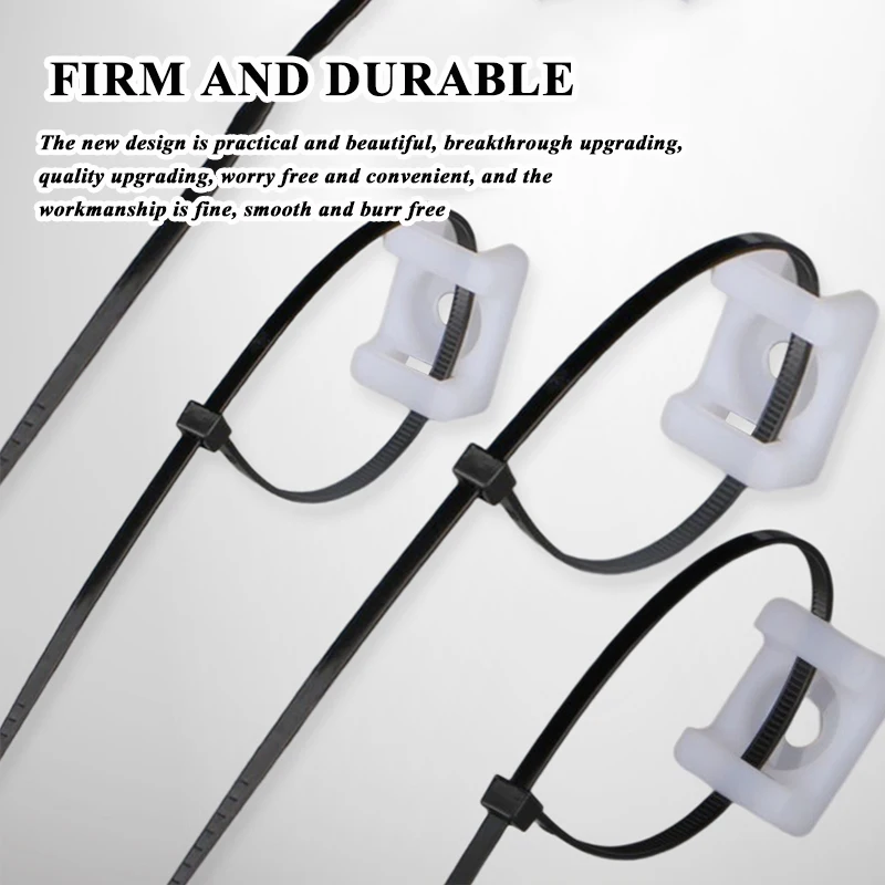 Description Picture 5 of itemCable Tie Mounts Seat Fixed Seat 100pcs Wire Buddle Saddle Type Plastic Holder White Black Plastic Saddle Cable Mount Holder