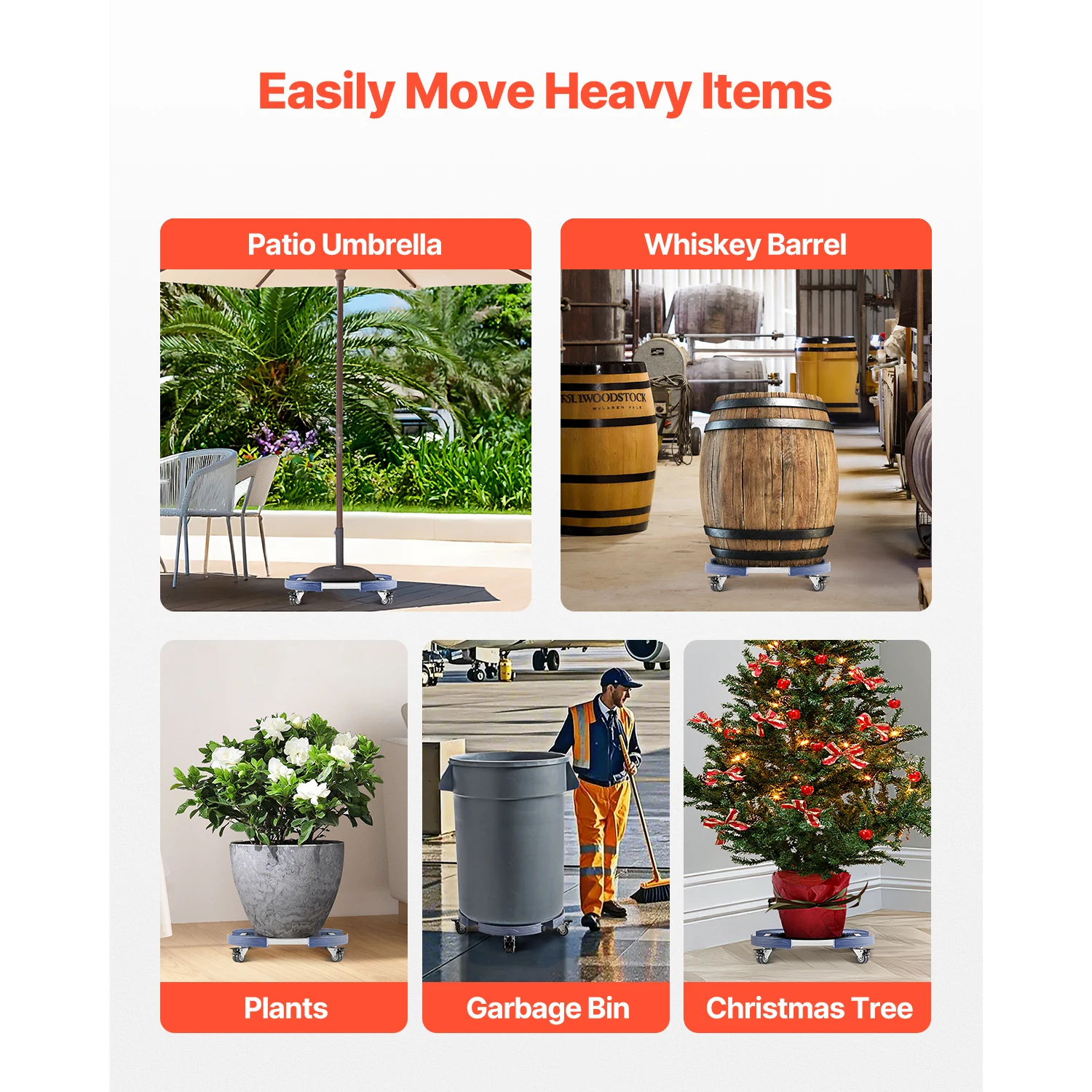 Heavy Duty Trash Can Dolly with Wheels for Plant Caddy