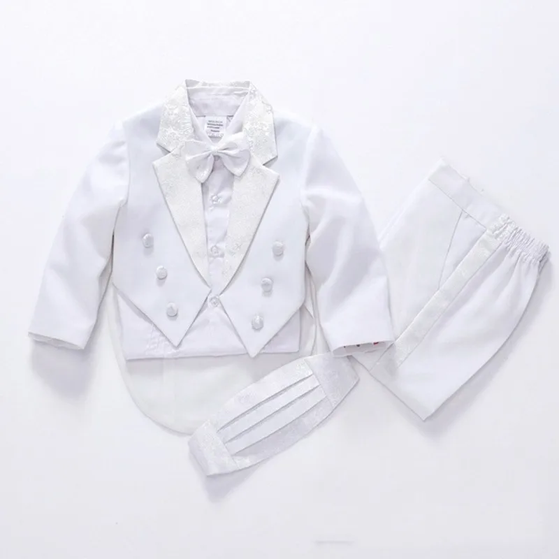 summer baby boy suits set wedding dress for boys party baby suits wear 5-Piece black/white polyester children suit