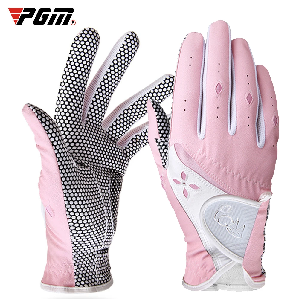 

PGM 1pair Women Golf Gloves Breathable PU Leather Glove for Golf with Non-Slip Outdoor Female Gloves Sports Golf Accessories