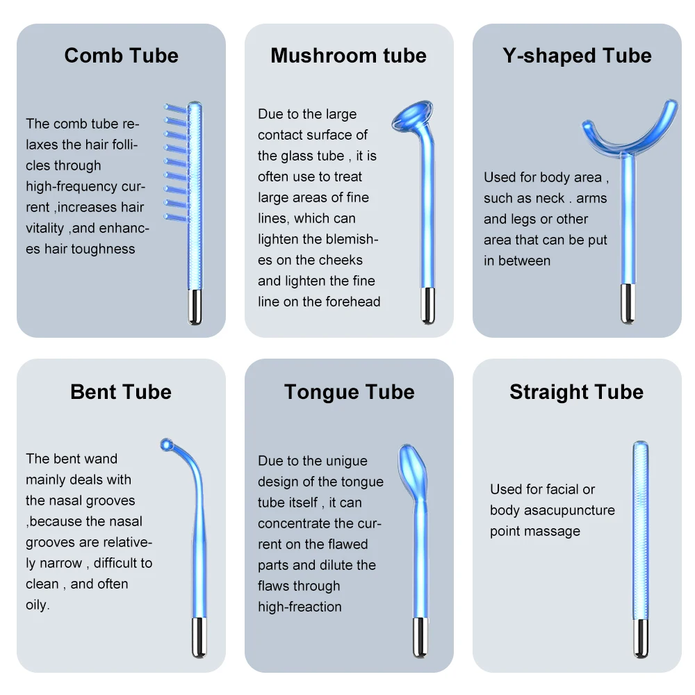 Beauty Instrument Blue High Frequency Facial Machine Screen Display Neon Electro Therapy Wand Glass Tube Anti Acne Spot Remove Skin Care Device