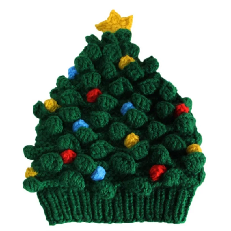 

Christmas Tree Knitted Hat Children Adults Party Dressing Handmade Woolen Hat Warm Hat Gift Hat