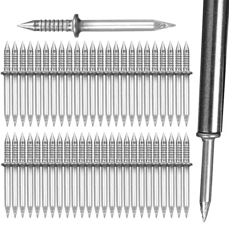 

Cement Nails No Trace Double Rustproof Head Sheep Horn Carbon Steel Sturdy Nails Set For Masonry Cement Concrete Wood Supplies