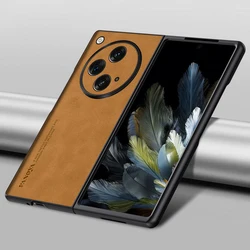 Sleek PU Leather Matte Hard Case - Premium Back Cover for OPPO Find N5 (Brown)