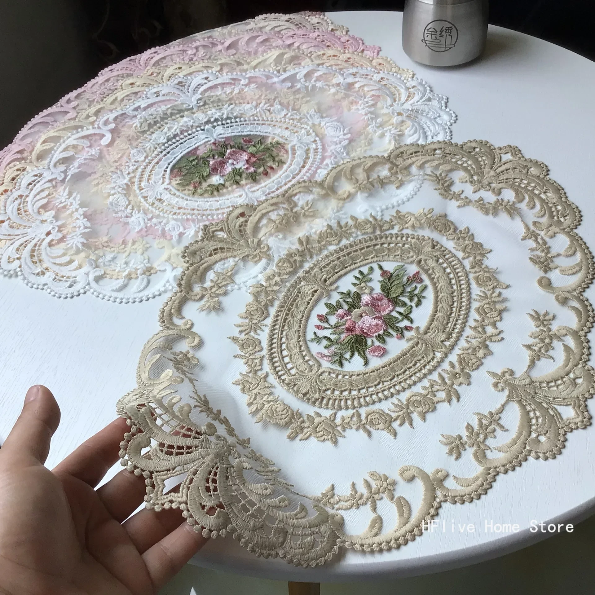 1PC Dinning Table Cover Embroidered Table Cloth Elegant Round Lace  Tablecloth Coffee Coasters Napkin Party Wedding Decoration - AliExpress, image size:1920x1920