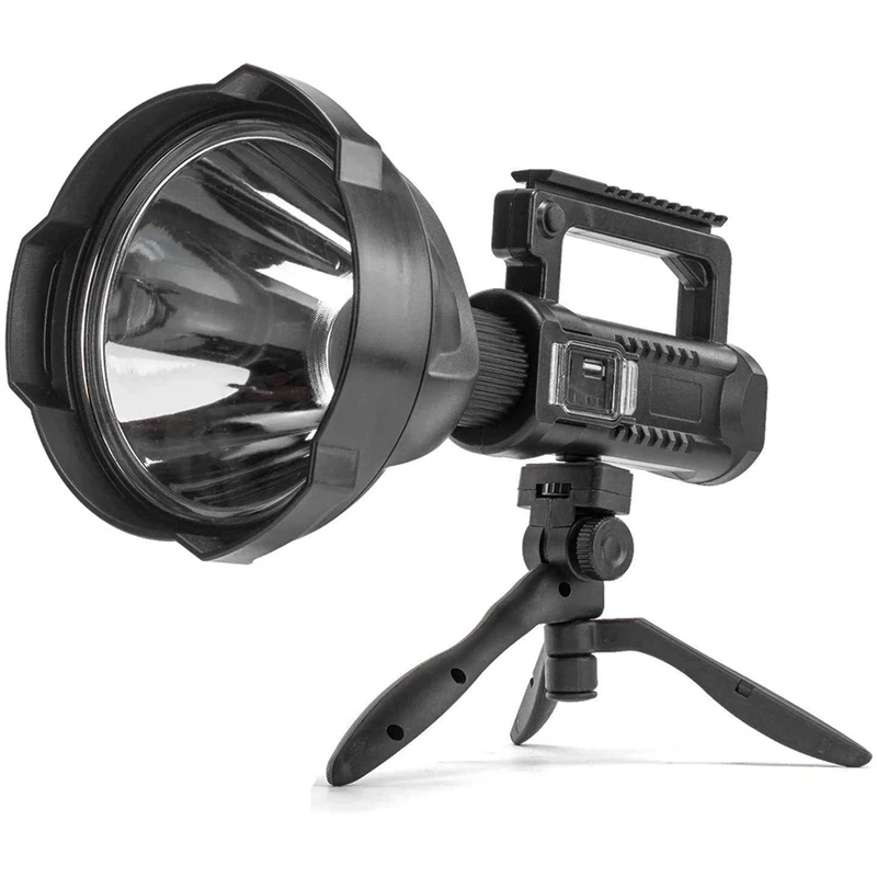 

New-Rechargeable Spotlight Flashlight High Lumens,Led Searchlight With Tripod And USB Output,Handheld Spotlight For Camping