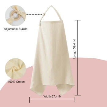 Muslin Nursing Cover for Baby Breastfeeding Breathable Breastfeeding Cover up with Arch Neckline for Women Nursing Apron Multi-u 5