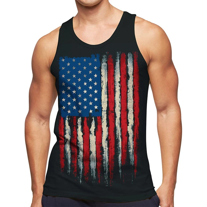 

American Eagle USA Flag Graphic Tank Top Gym Tops Men's 3D Print Streetwear Casual Vest Quick Dry Sleeveless T-Shirt Tops 6XL