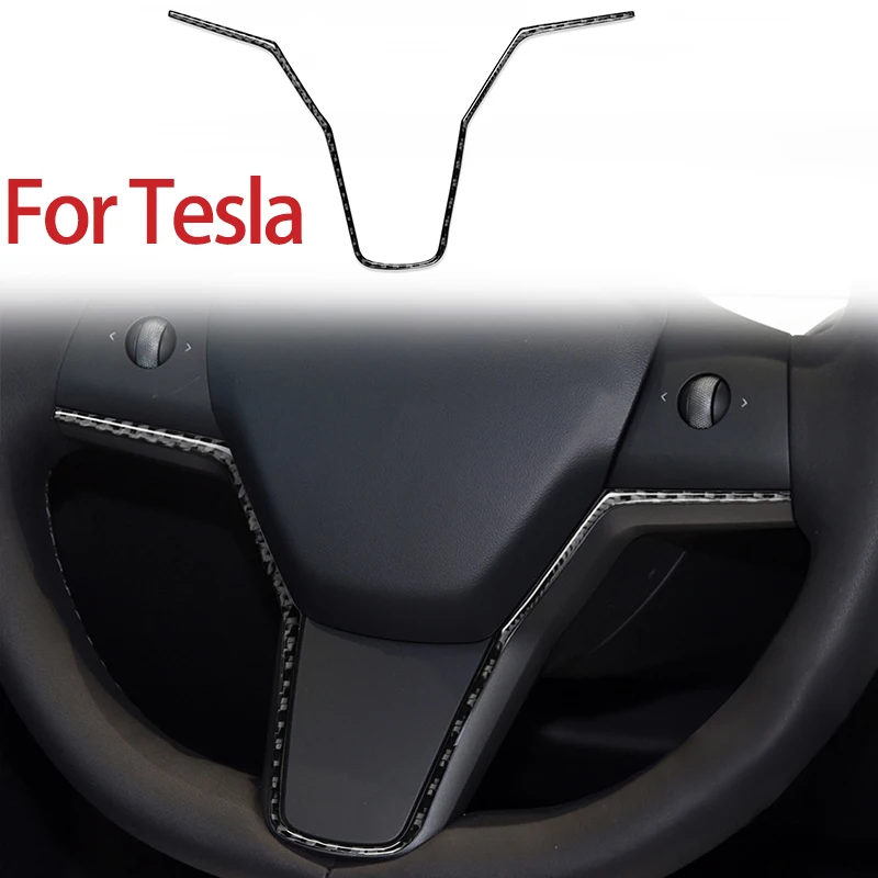 

Автомобильные наклейки на рулевое колесо для Tesla Model 3 Y, устойчивые к царапинам, отделочные наклейки из углеродного волокна, Автомобильный интерьер