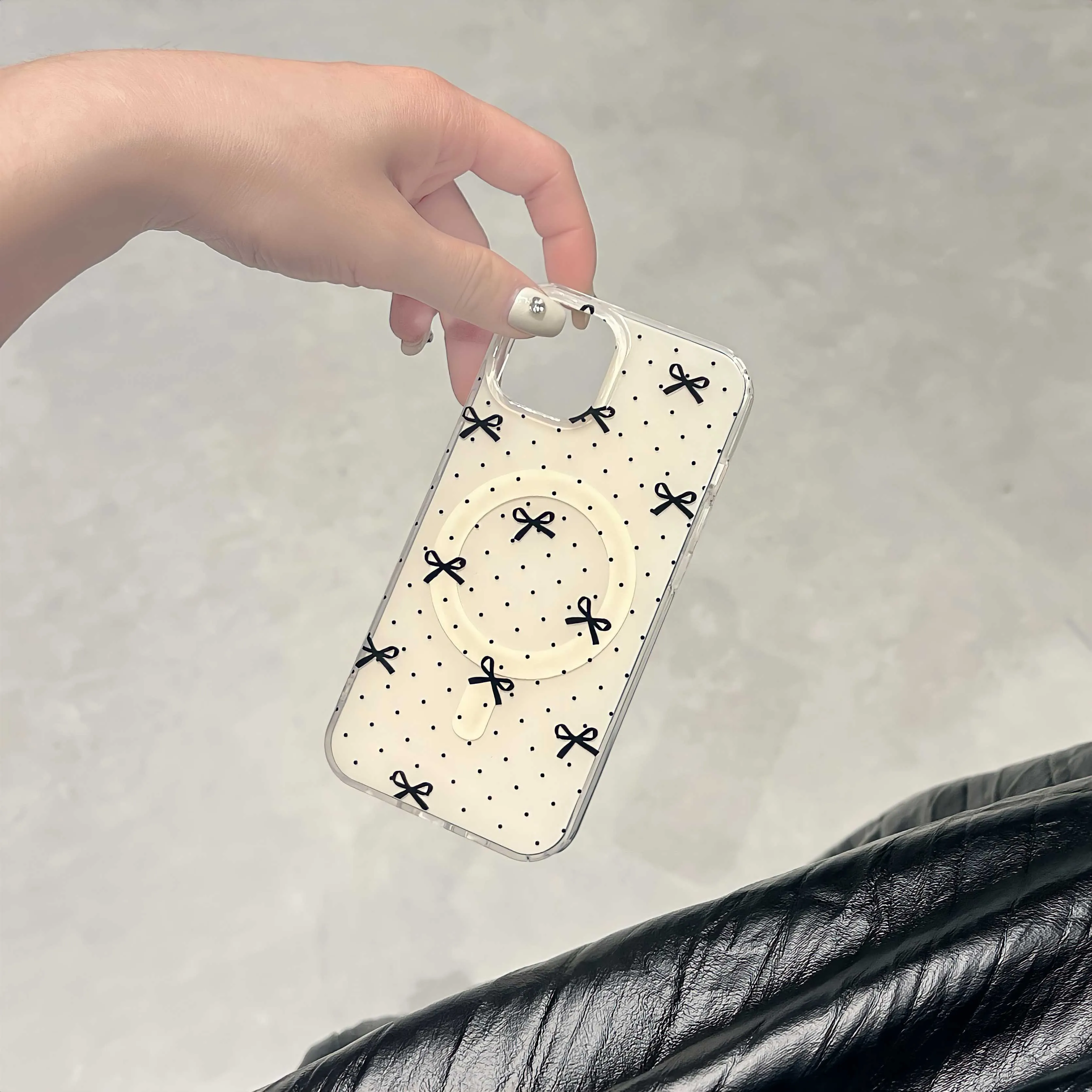 Korea Bow Knot Point Phone Case For iPhone