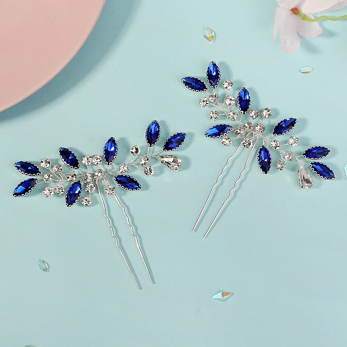 Bridal Hair Accessories Fashion Pearl Crystal Hairpins Bridal Tiara Hair Accessories U-shaped Pin Metal Barrette Wedding Party Hair Clips For Women