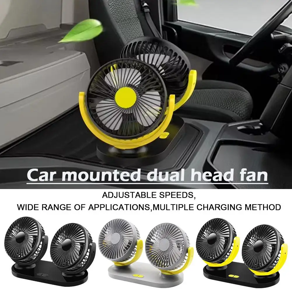 

Portable Dual Head Cooling Car Fan 360° Rotation High Speed Big Wind Electric Fan USB Air Circulation Fans For Truck Van Fa D3J8