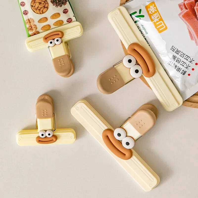 4PCS 【2 Clips+2 Patches】Creative Sealing Clip Can Be DIY with Patch Food Snack Clip Kitchen Tool Food Sealing Clip Storage