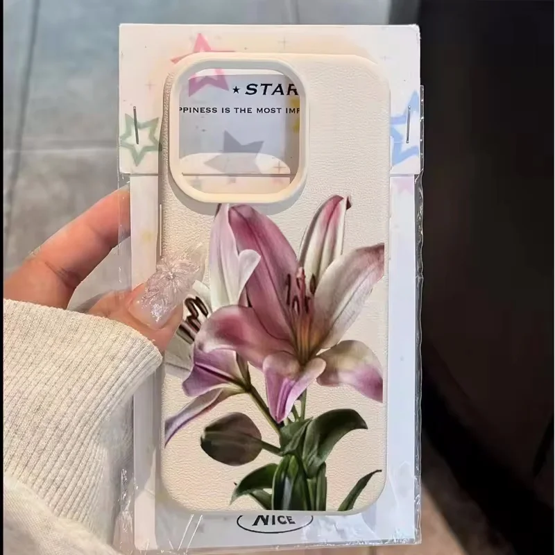 Elegant Lily Flower Art Design Lichee Phone Case