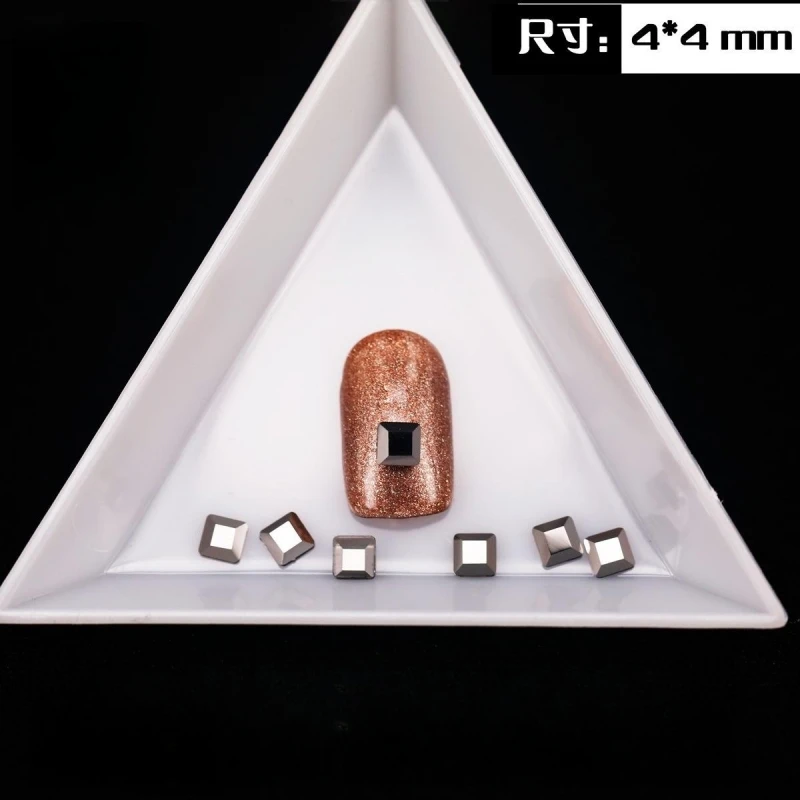 500 stücke 4mm 18 Farben quadratische Form Boutique flachen Boden Nail Art Strass Glas Kristall 3D Nagel dekoration Großhandel – Detail 6