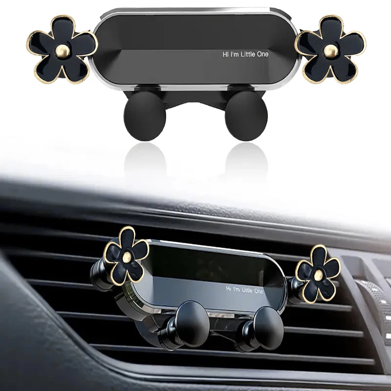 Car vent phone holder with floral pattern, car mobile navigation support stand, car decoration accessories for women 1
