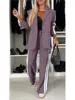 Autumn And Winter New Long Sleeves Suit Women's Suit Fashion Pimp Stitching Pants Pocket Female Office Blazer 2 Piece Set 2024 5