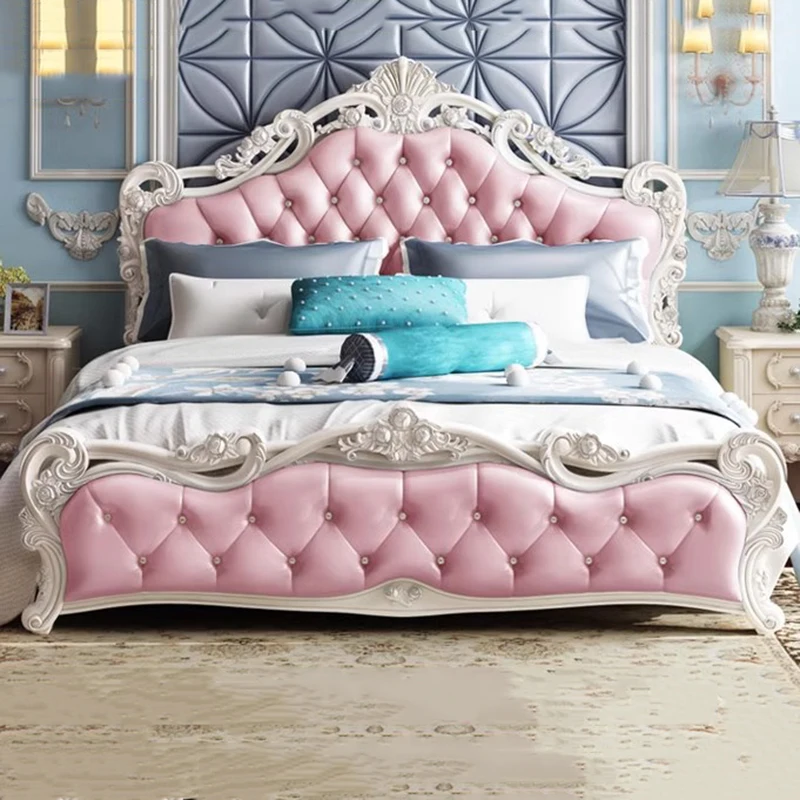 

Luxury American Princess Bed Modern High End King Size Frame Double Bed Headboard Sleeping Cama Matrimonio Bedroom Furniture