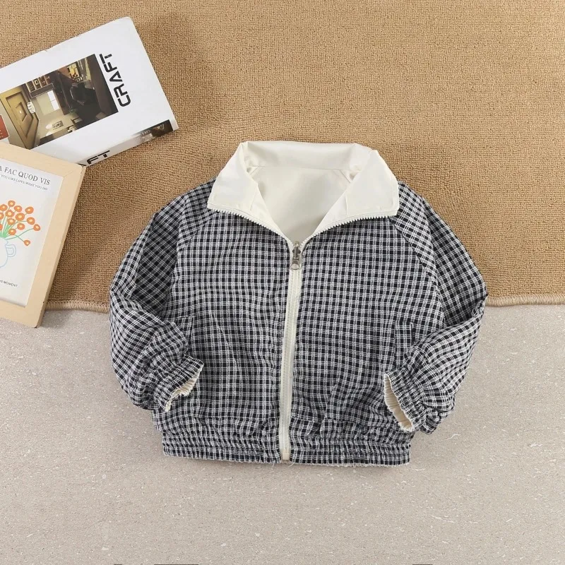 봄 가을 신상 남아 리버시블 한국 스타일 재킷 스탠드 칼라 멋짐