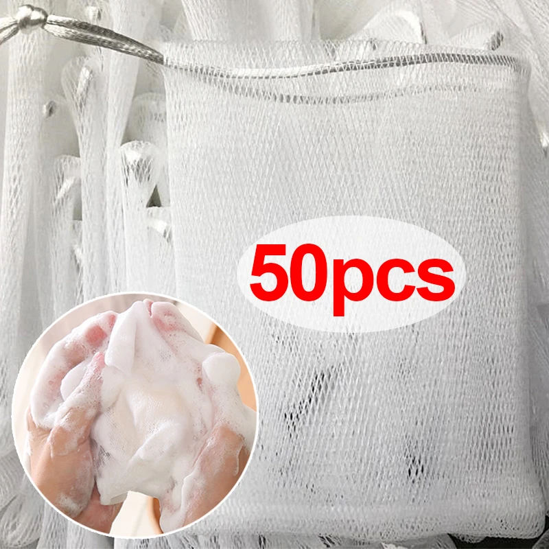 

Mesh Foaming Nets Cleasing Milk Facial Cleanser Soap Foam Net Drawstring Bags for Bath Cleaning Washing Tools Bathroom Supplies