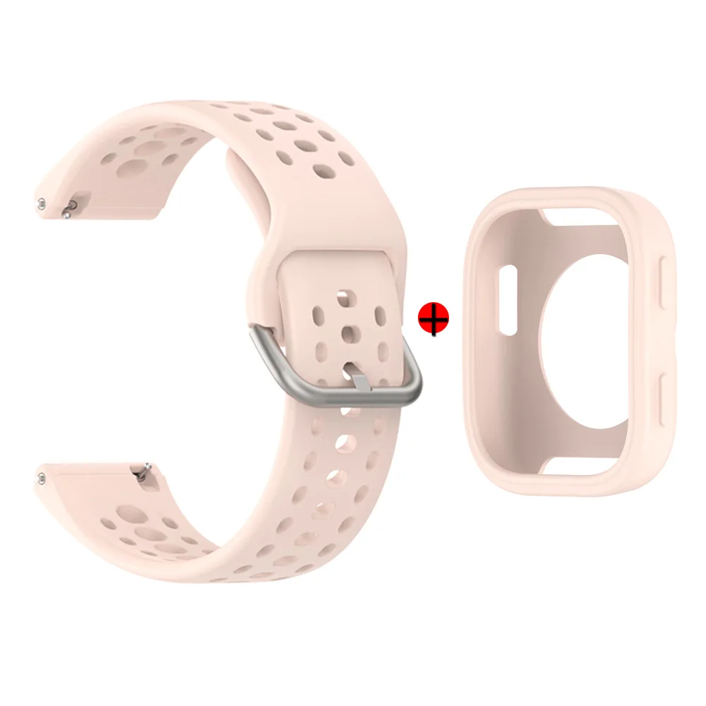 Versatile 2-in-1 Silicone Watchband with Case Cover - Adjustable Single Color Wristband Accessory